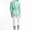 Women Orientique Tops | Olympus Blue Top Pleated 3/4 Sleeve