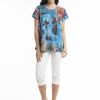 Women Orientique Tops | T-Shirts Contemporary Morocco Blue