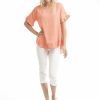 Women Orientique Essentials | Essentials Top Linen Frill Coral