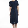 Women Orientique Essentials | Essentials Dress Godet Short Sleeve Navy