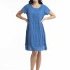 Women Orientique Essentials | Essentials Dress Cotton Frill Nautical Blue