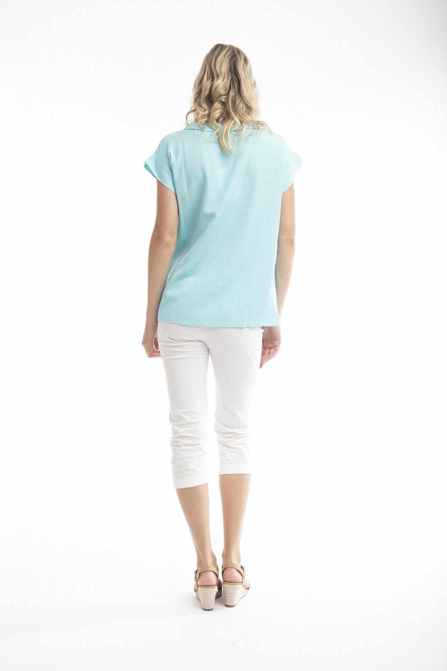 Women Orientique Essentials | Essentials Top Folded Neckline Aqua