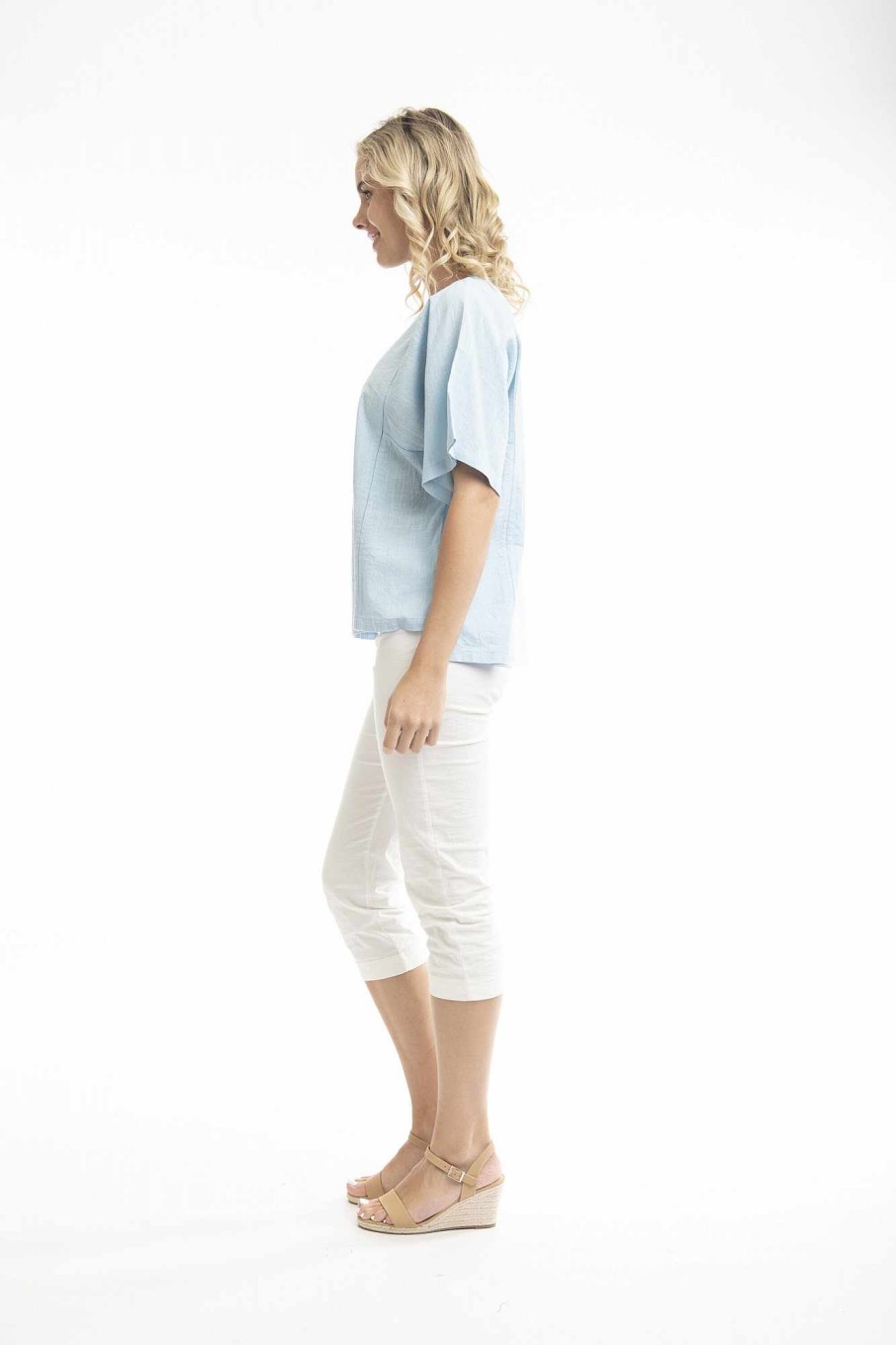 Women Orientique Essentials | Essentials Top Boxy Chambray