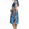 Women Orientique Dresses | Printed Cotton Dress Bubble Knit Morocco Blue