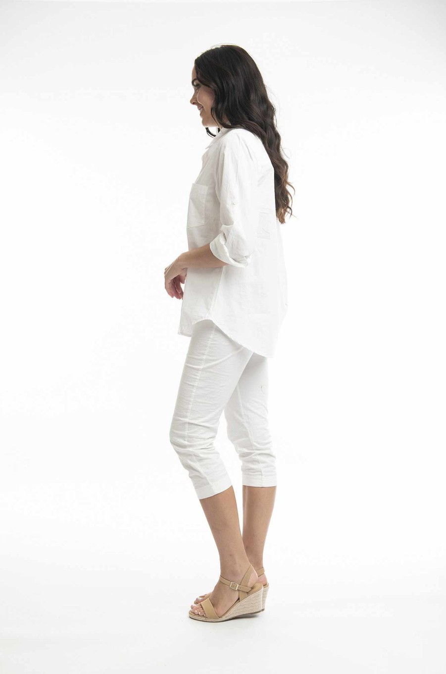 Women Orientique Essentials | Essentials Shirt Single Pocket Solid White