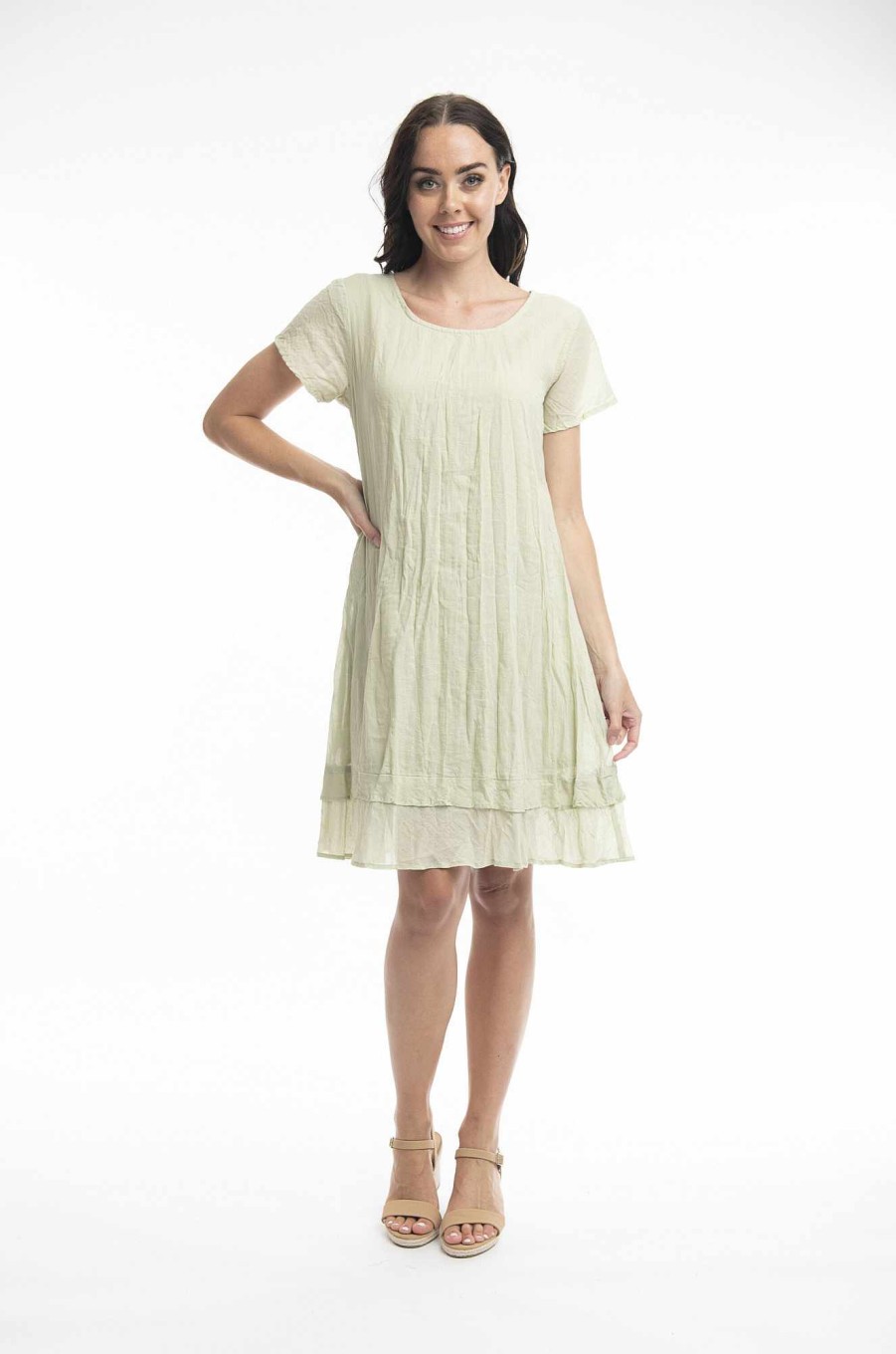 Women Orientique Essentials | Essentials Dress Cotton Frill Alfalfa