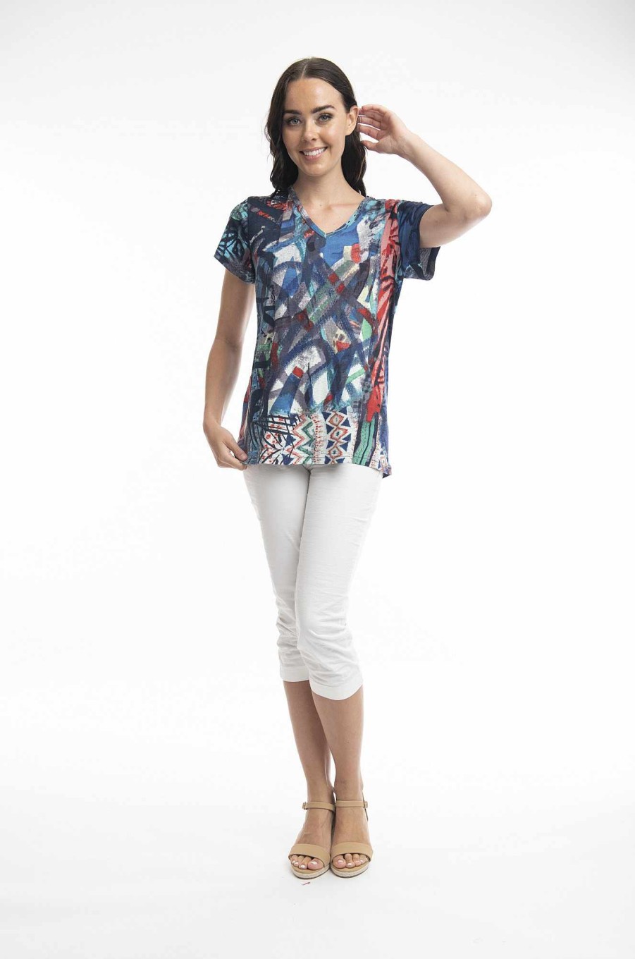 Women Orientique Tops | T-Shirts V Ss Tribal