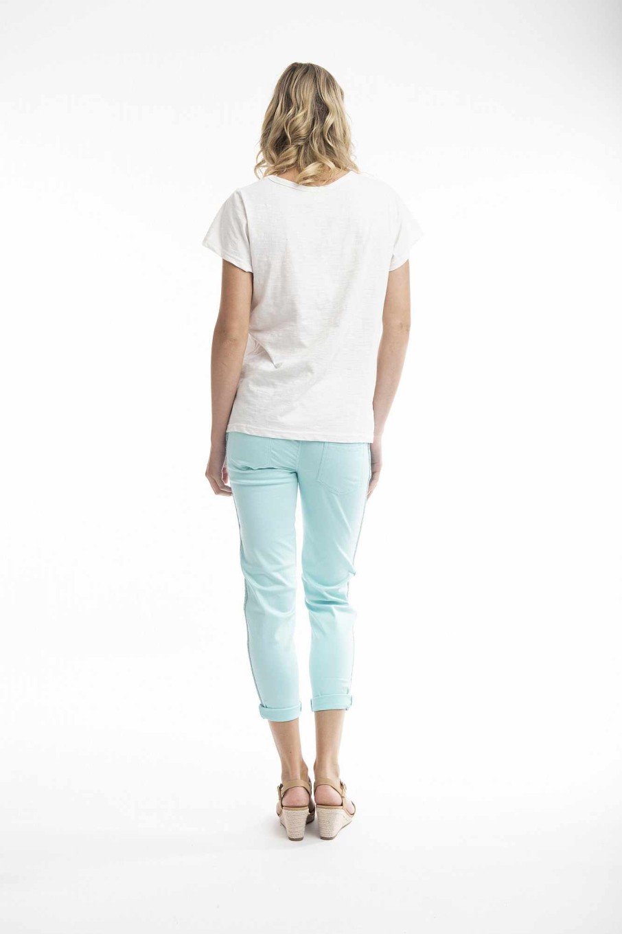 Women Orientique Bottoms | Pant Fashion Side Tape Aqua