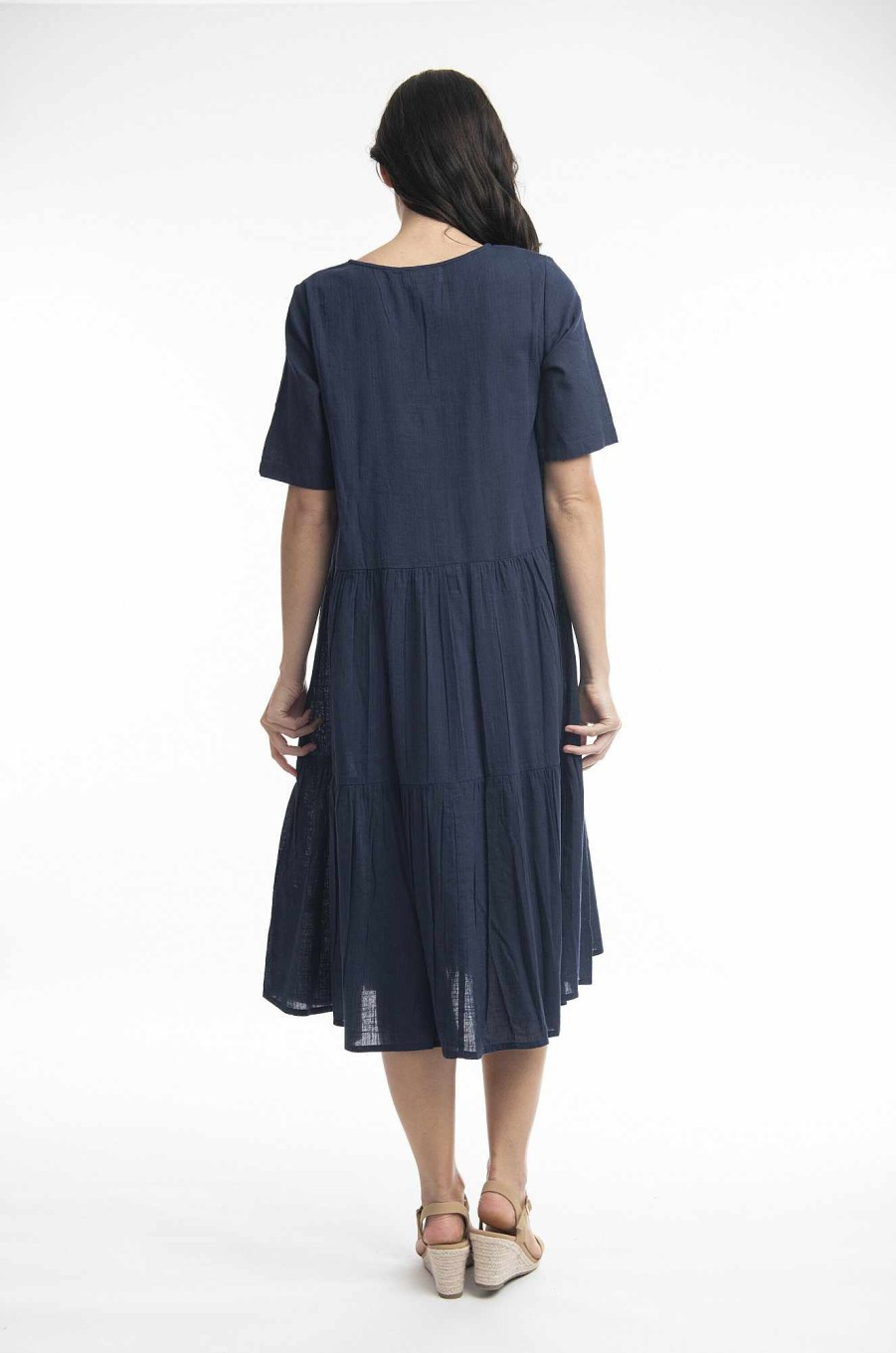 Women Orientique Essentials | Essentials Dress Collared Midi Navy