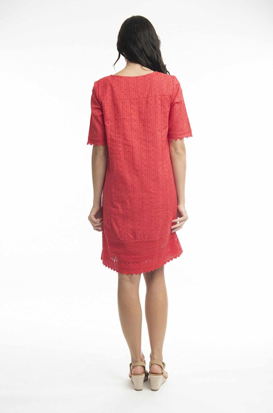 Women Orientique Essentials | Essentials Dress Broderie Red