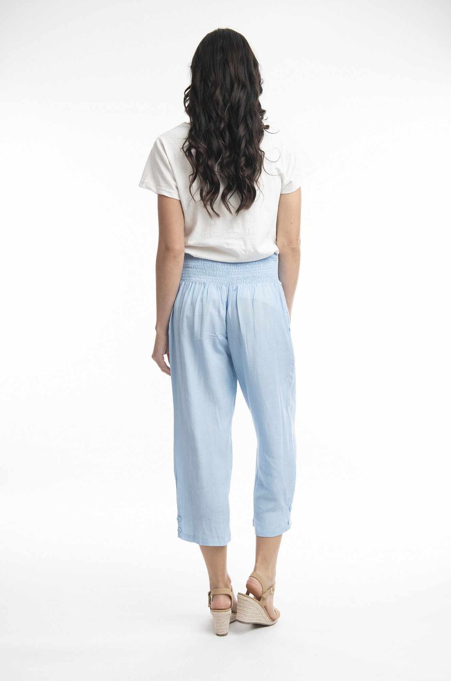 Women Orientique Essentials | Essentials 3/4 Pant Linen Chambray