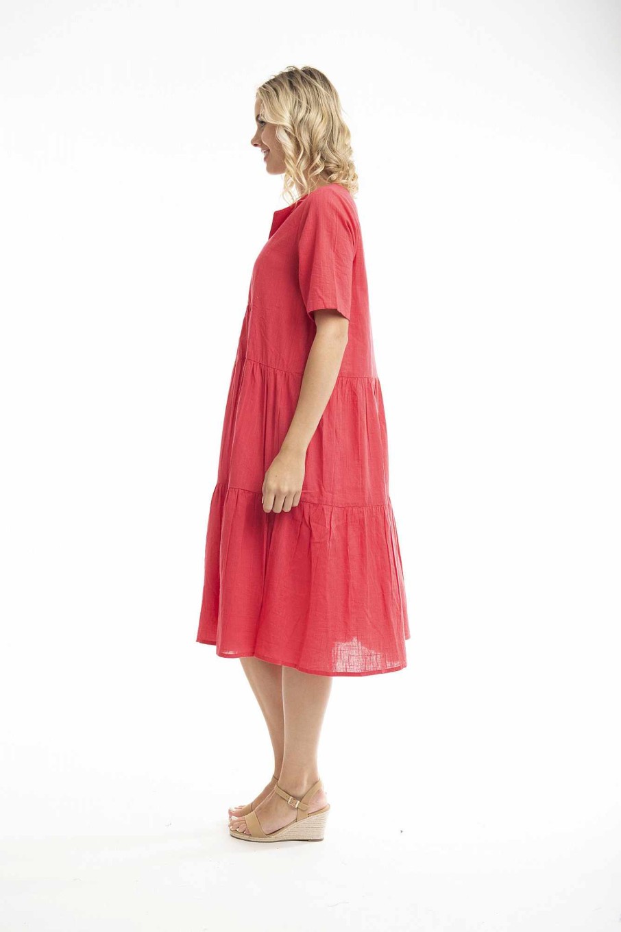 Women Orientique Essentials | Essentials Dress Colla Midi Red