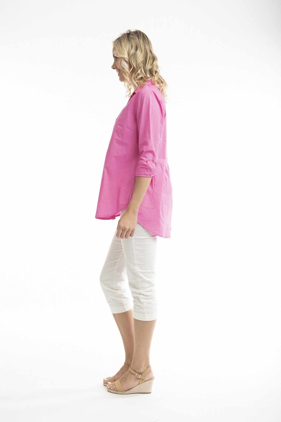 Women Orientique Essentials | Essentials Shirt Ruched Back Solid Rose