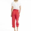 Women Orientique Essentials | Essentials 3/4 Pant Linen Red